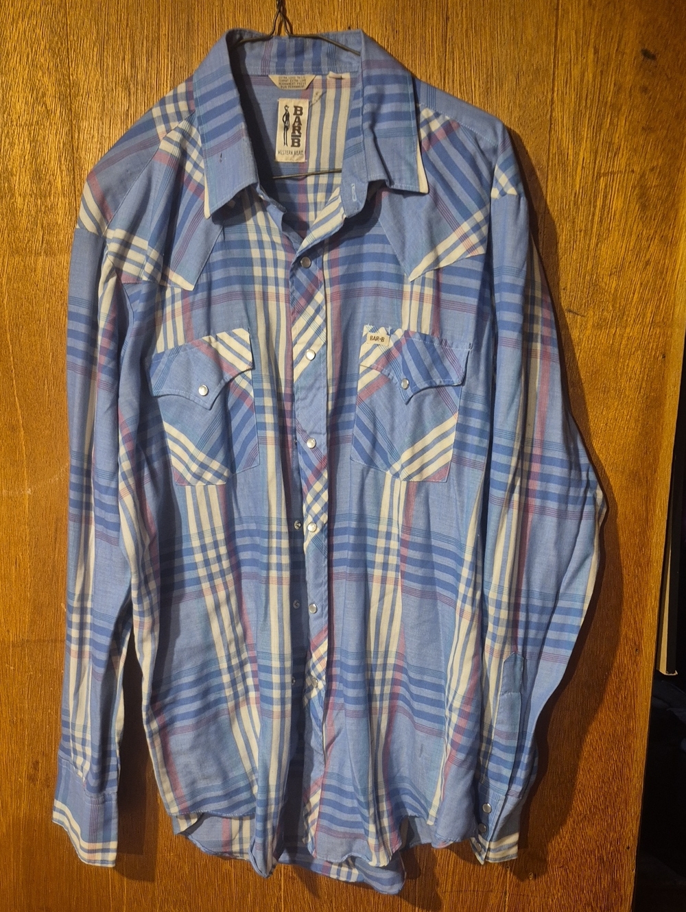 Bar-B Blue Plaid Western Shirt - Vintage Look